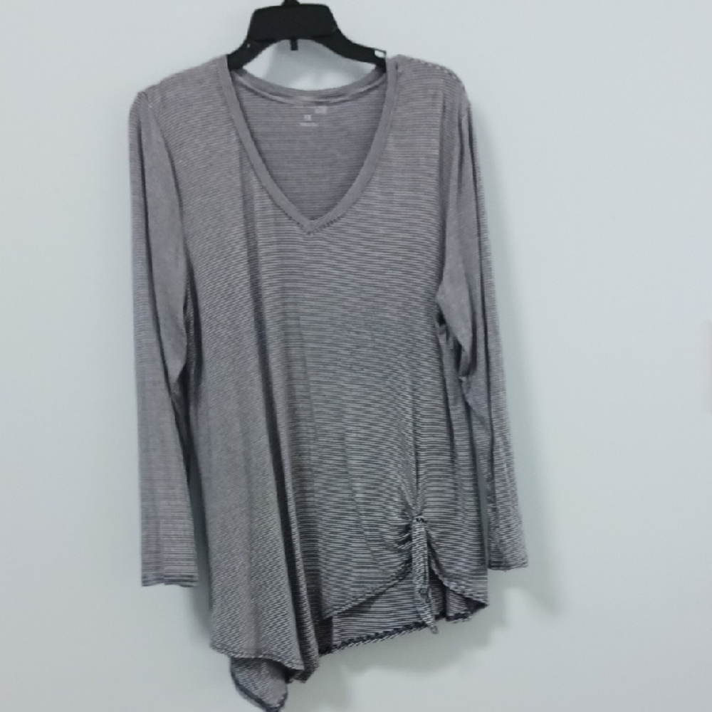 Source Unknown Gray Asymmetrical Long Sleeve Blouse